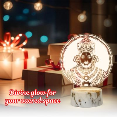 3D Illusion Khatu Shyam Ji Led Night Lamp with Warm White Color Home & Temple Decor Light
